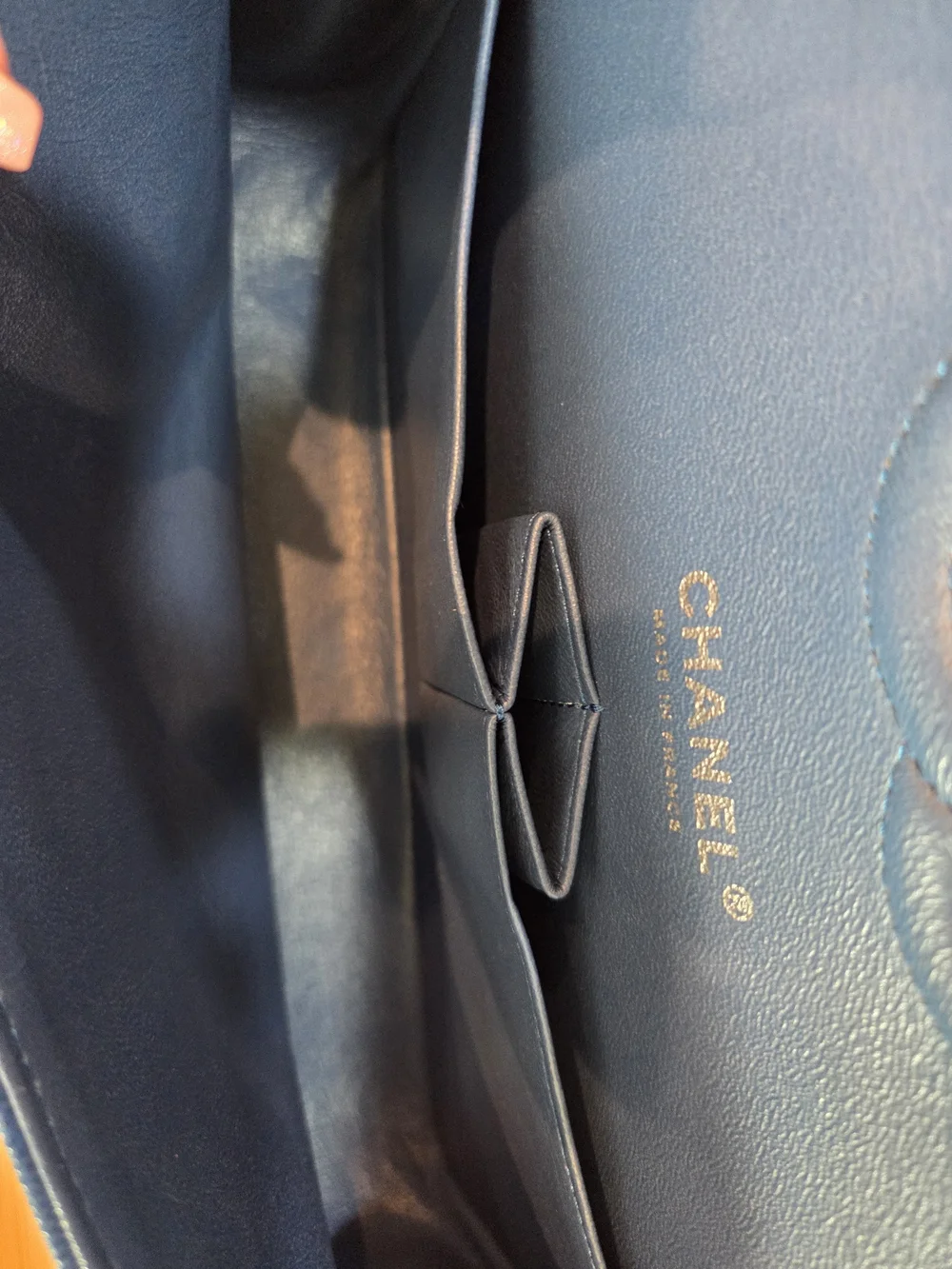 Chanel Chevron Caviar Leather Flap Bag in Navy Blue